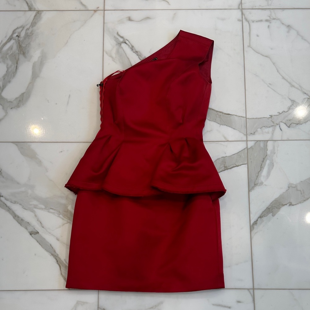 Lanvin One-Shoulder Red Dress